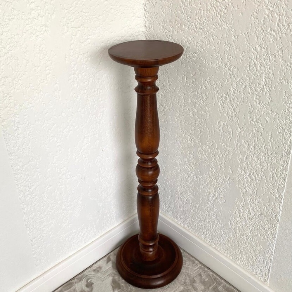 VTG French Wood Pedestal Plant Stand